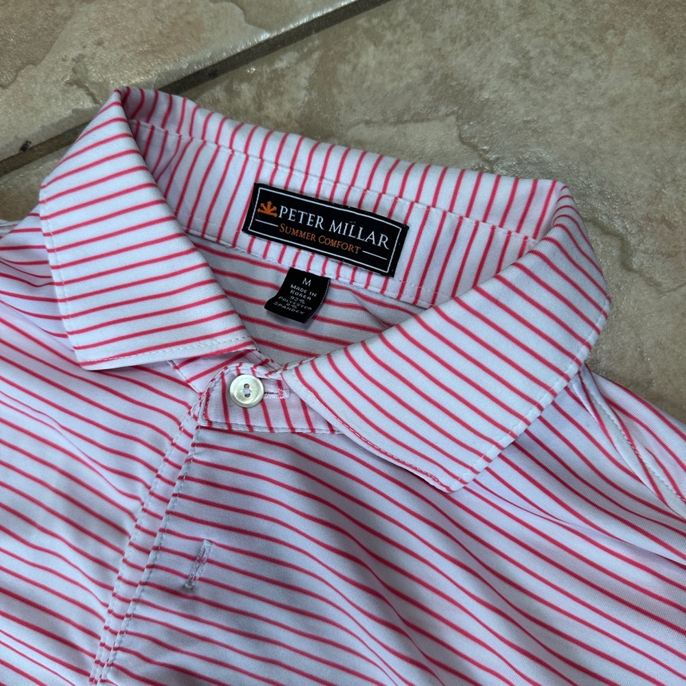 Peter Millar Pink and White Polo Shirt